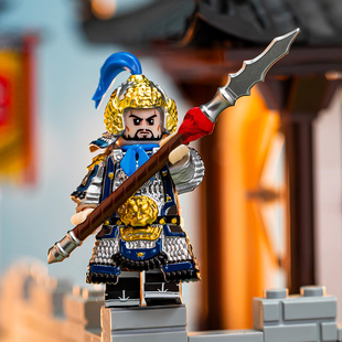 岳飞人仔古代英雄将军重装士兵戚家军摆件精忠报国玩具小颗粒积木