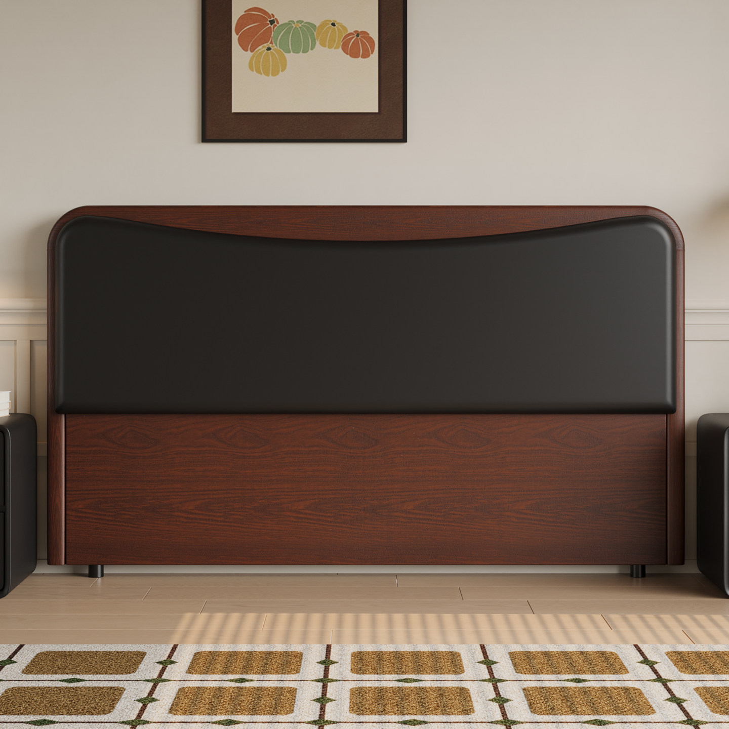 床头软包靠背一体落地单买2026新款意式极简真皮单独实木床头背板