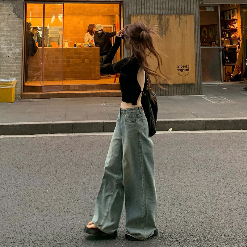 SEXY BACKLESS STRAPPY LIGHT MATURE STYLE TOP WOMENS SUMMER NEW PURE LUST SLIM SHORT RESORT STYLE CREW NECK T-SHIRT