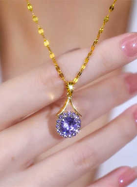 紫气东来紫色水晶吊坠项链