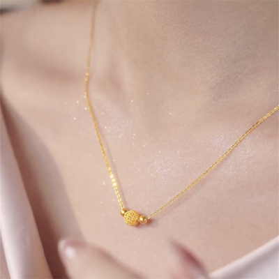 网红爆款花丝玲珑项链女转运珠