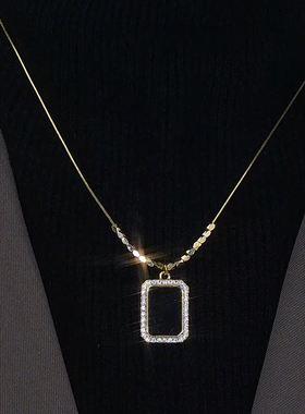 秋冬新款黑色方块毛衣链女项链潮