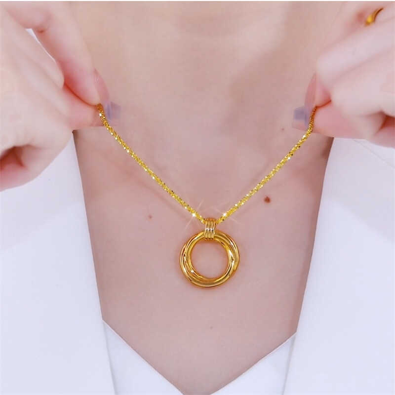 金色满天星圆环吊坠项链