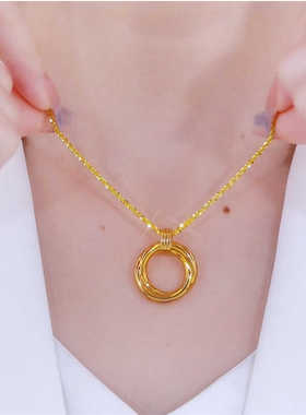 金色满天星圆环吊坠项链