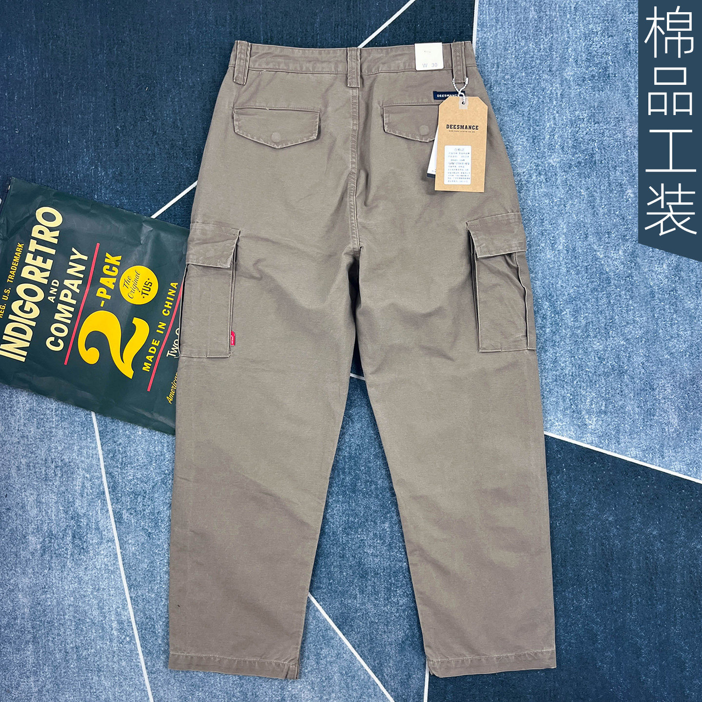 重磅纯棉多口袋休闲工装裤男秋季厚款直筒长裤美式工装工作裤子潮
