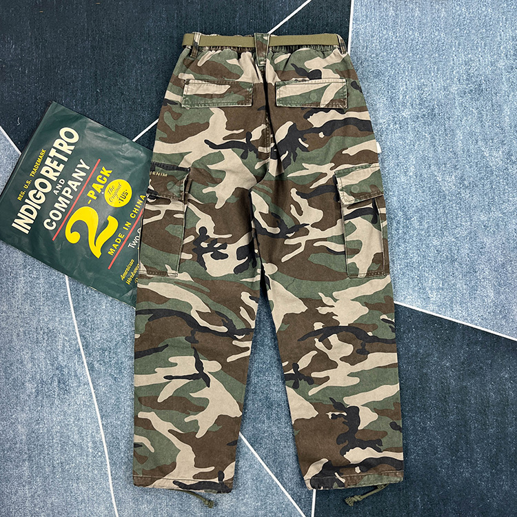 重磅纯棉工装裤男口袋迷彩直筒