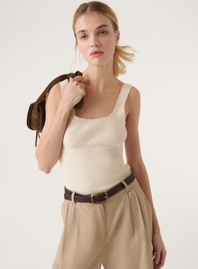 美国官网现货ba&sh罗纹针织内搭上衣方领背心吊带bash1E23OXMO