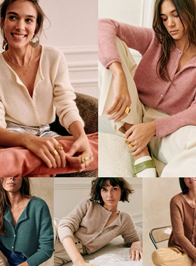 美国代购 现货sezane  GASPARD 柔软羊毛混纺针织开衫法式毛衣