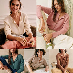 美国代购 现货sezane  GASPARD 柔软羊毛混纺针织开衫法式毛衣