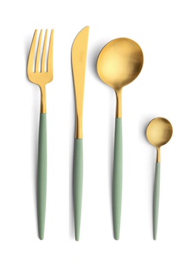 葡萄牙Cutipol GOA White白色西餐刀叉甜点绿色咖啡勺牛排餐具