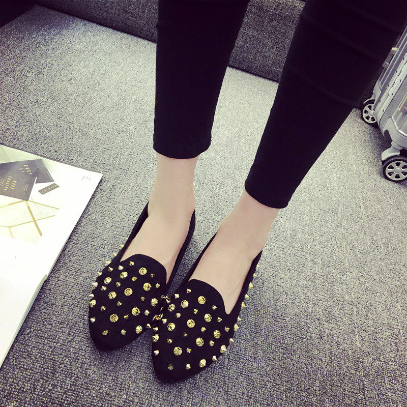 2019春季新款尖头平底鞋女韩版百搭网红鞋子浅口瓢鞋铆钉气质单鞋|ruв категории Женская обувь, низкий чистка - от Buy2taobao.com для оказания профессиональной услуги покупки агента Taobao