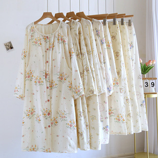 多款春夏季孕妇纯棉绉布月子服待产裙加裤子套装产后哺乳睡裙喂奶