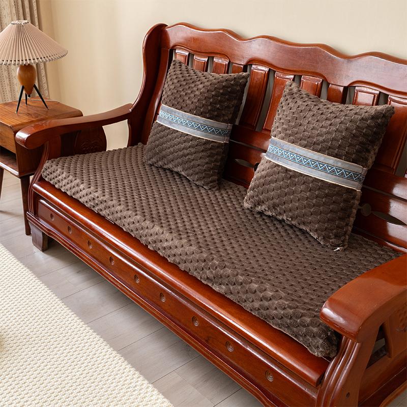 黄金绒保暖防滑木沙发