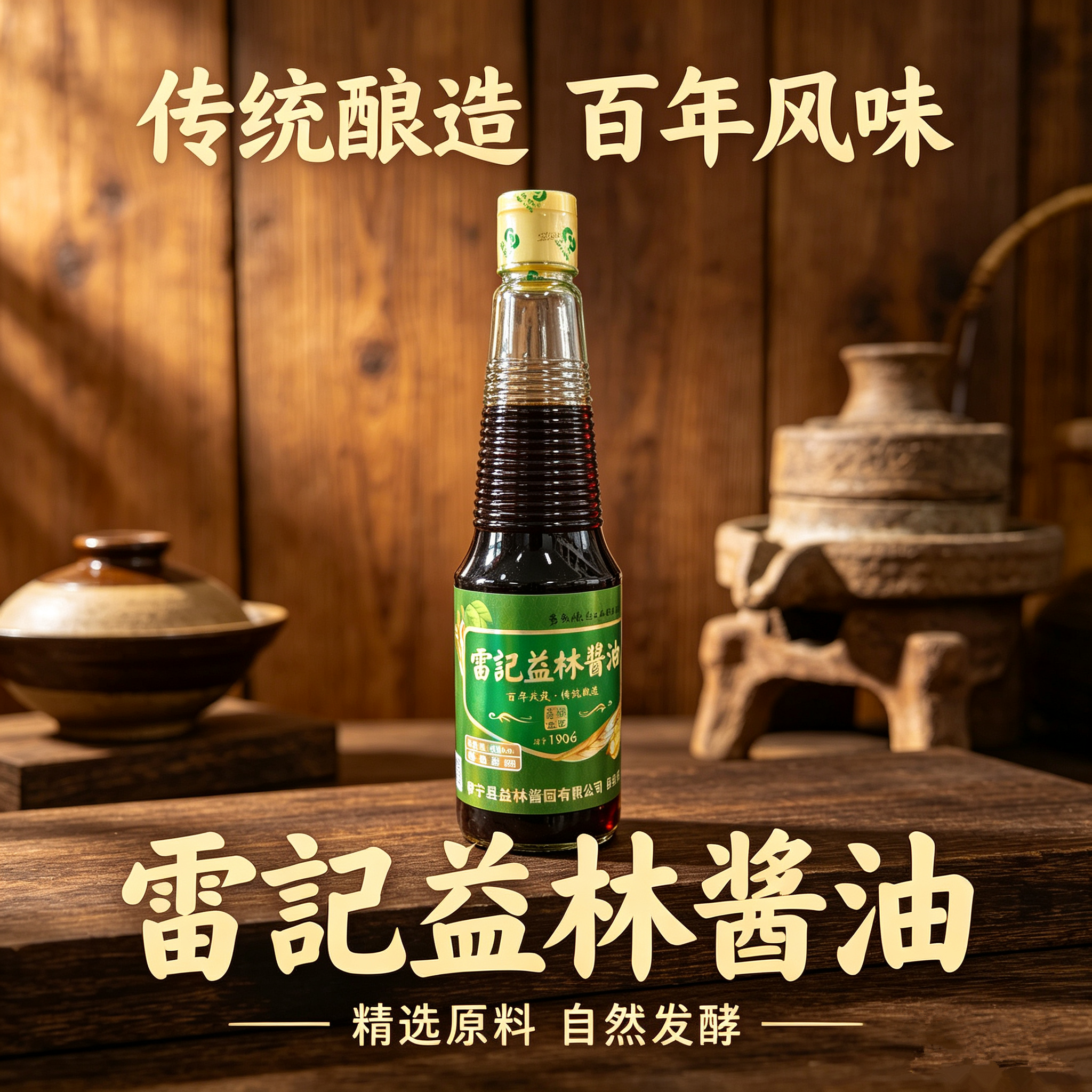 益林酱油传统酿造老字号非遗老味道酱油 420ml/瓶盐阜特产 - 实物图