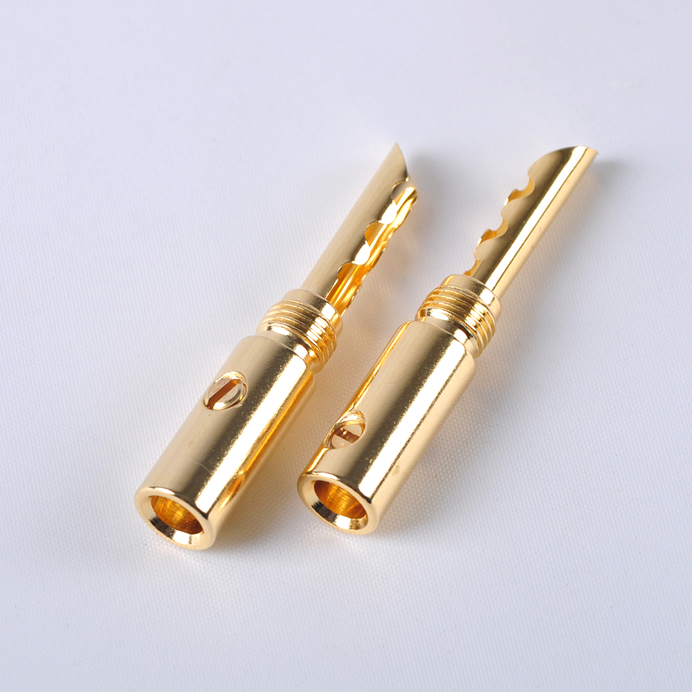 台湾产全铜镀金香蕉插头 音箱插头 胆机音响配件