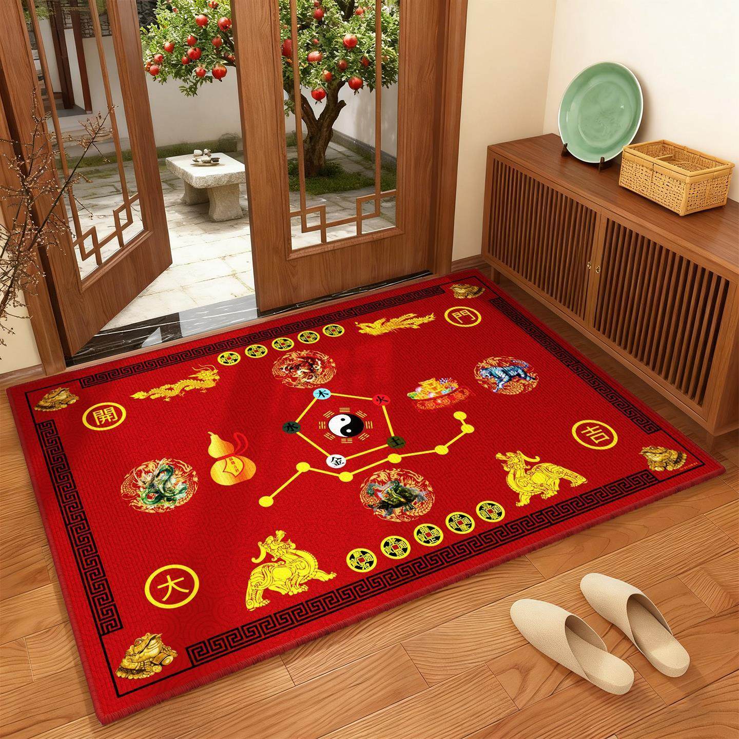 七星入户门地垫家用五帝钱聚财风水门垫新年门口玄关止滑进门脚垫,居家布艺,家用脚垫,淘宝优惠券,粉丝福利购,淘宝优惠卷