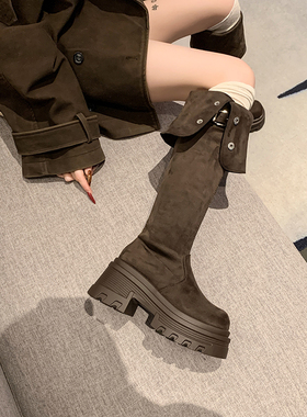 2026春季新款厚底皮带扣骑士靴女两穿过膝高筒靴显瘦百搭长靴