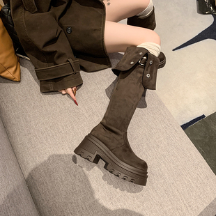 2026春季 厚底皮带扣骑士靴女两穿过膝高筒靴显瘦百搭长靴 新款