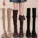 百搭过膝翻折长筒四穿粗跟靴子2026年新款 靴 厚底瘦瘦靴骑士靴时装
