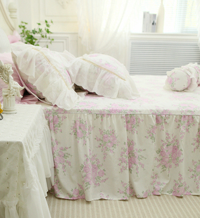 田园公主风加厚纯棉裙式 韩式 单双人全棉单件床裙床罩床单 美式 法式