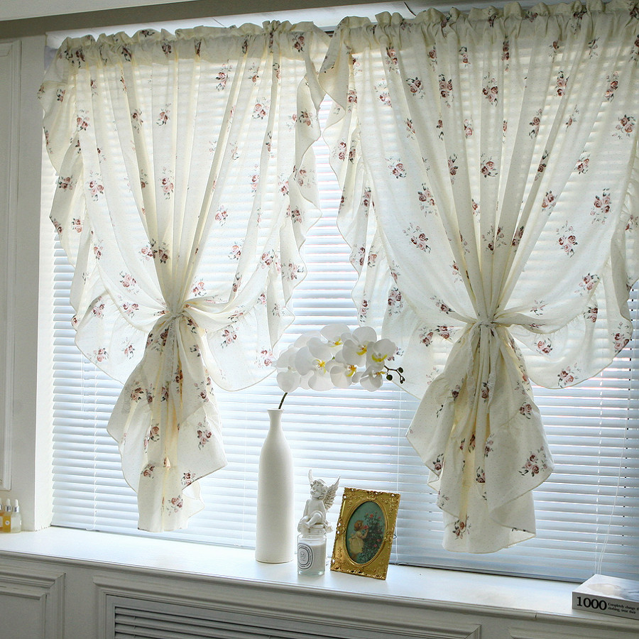 法式韩式田园风水玉玫瑰门帘隔断帘免打孔卧室半帘窗帘客厅挂帘,居家布艺,成品窗帘,淘宝优惠券,粉丝福利购,淘宝优惠卷