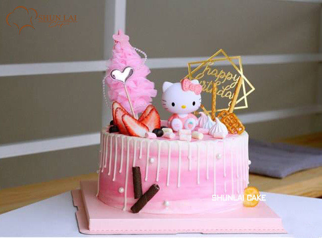 hollekitty卡通周岁儿童生日蛋糕动物淡奶油 广州同城配送