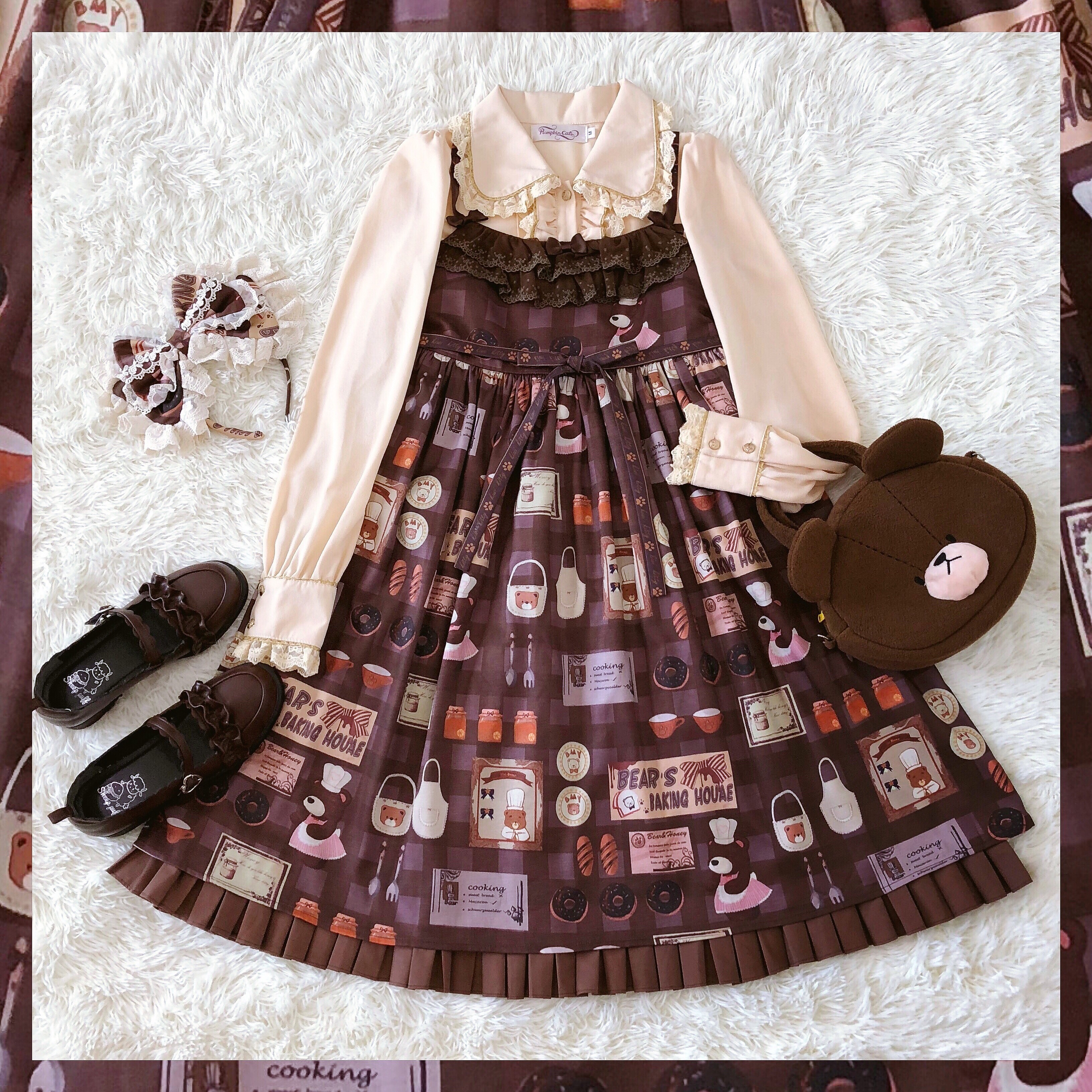 [Paige JSK A letter of intent]Bear bakery KiwiKitty Original Food printing lolita Skirtin the Play mode/Anime/Periphery/cos/Board games , Quadratic element Lolita, Lolita/Soft dress/Dress category - from Buy2taobao.com to provide professional Taobao agent buy service