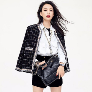 欧洲站李沁宋茜秋冬装女装2024新款明星同款短款名媛小香风外套女
