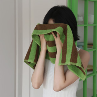 森系条纹 全棉精梳棉情侣洗脸毛巾 纯棉沙滩泳池浴室包裹浴巾吸水
