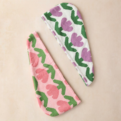 全棉印花干发帽 纯棉亲子成人干发帽 女童长发短发干发帽干发毛巾