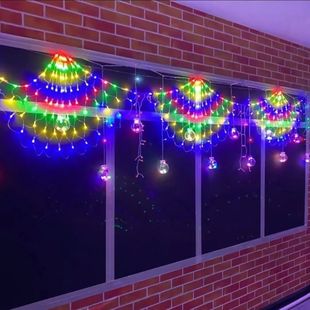 孔雀开屏网灯户外灯串彩灯带氛围灯防水装饰灯庭院布置流水瀑布灯