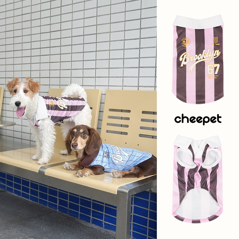 趣派cheepet｜夏季新款狗狗宠物衣服 翻领运动条纹球服背心防晒