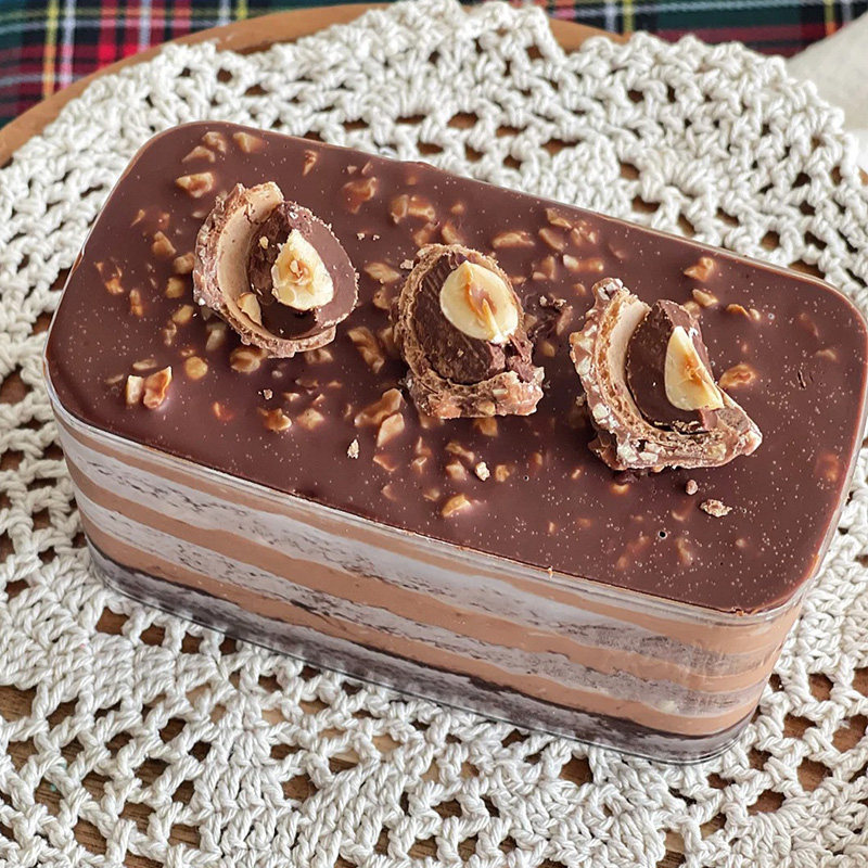 新品巧克力梦龙脆皮蛋糕盒慕斯杯打包盒长方甜品包装盒提拉米苏千