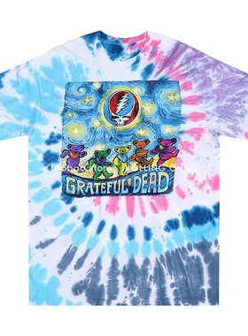 正版Grateful Dead感恩而死乐队小熊vintage摇滚短袖扎染T恤n现行