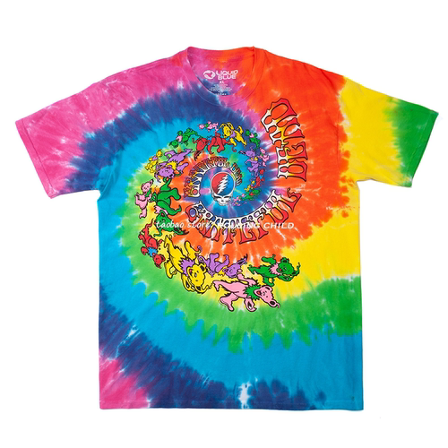正版Grateful Dead感恩而死乐队小熊vintage摇滚短袖扎染T恤c现行