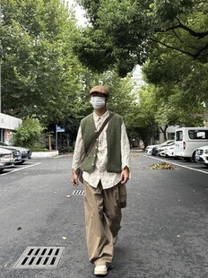 羊毛混紡針織馬甲男女開衫 背心外套秋 復古cleanfit短款 05PSYT美式