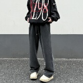 LEFT7 老爹裤 巴黎家重磅水洗灰破坏卫裤 男女宽松直筒百搭休闲长裤