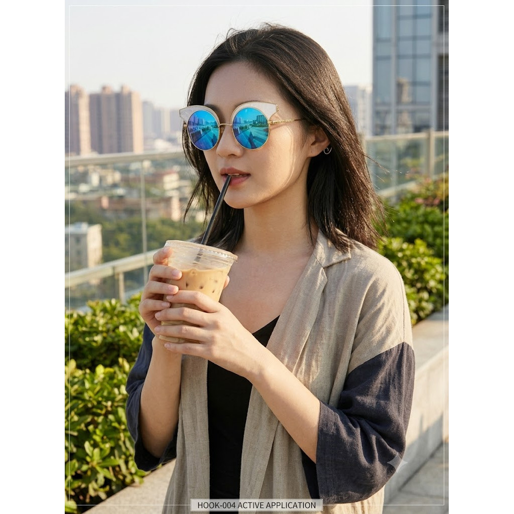 特价正品韩国hook 004 钛框架镜面太阳眼镜 女款