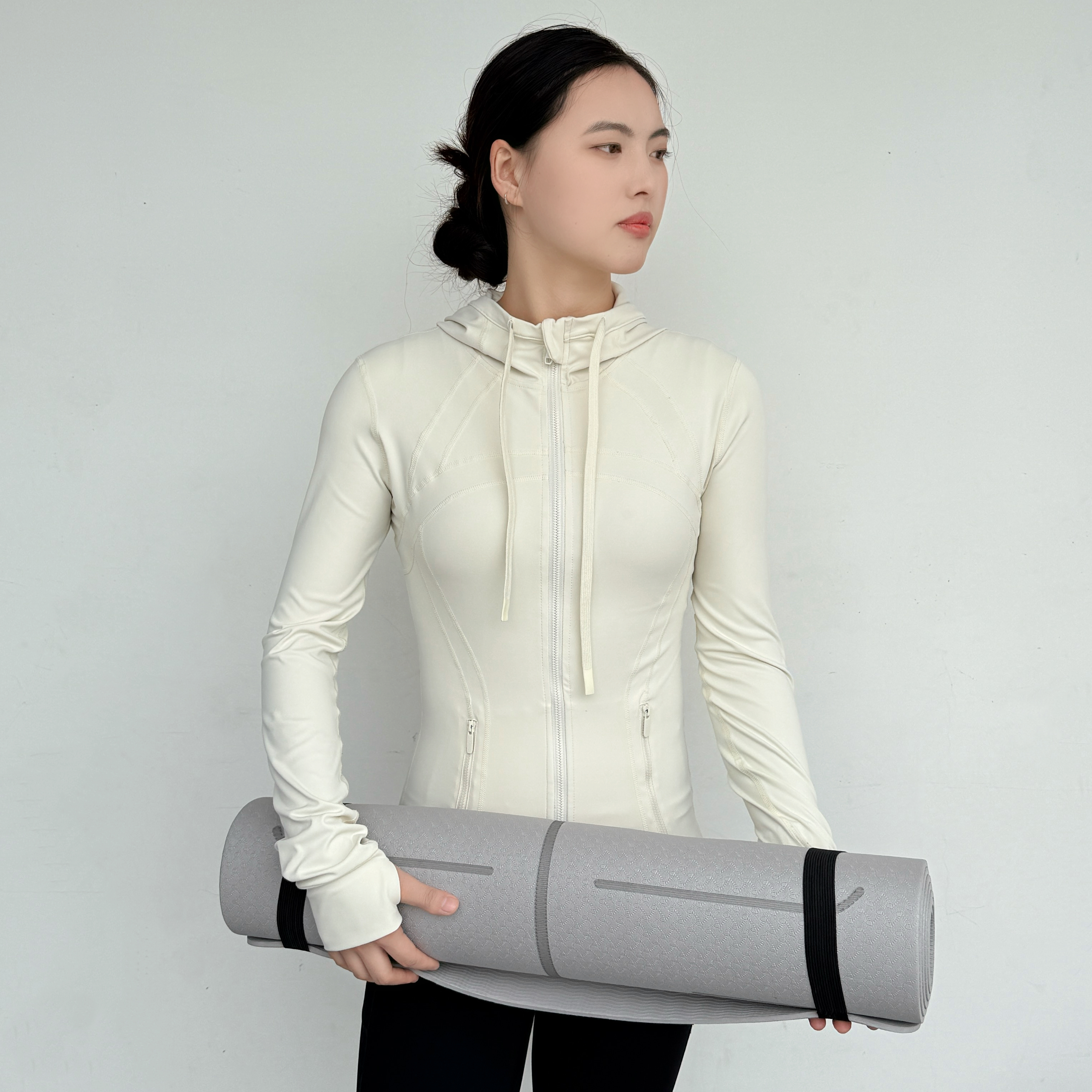 Lulu连帽瑜伽服外套女春秋长袖拉链健身衣骑行服跑步训练运动开衫