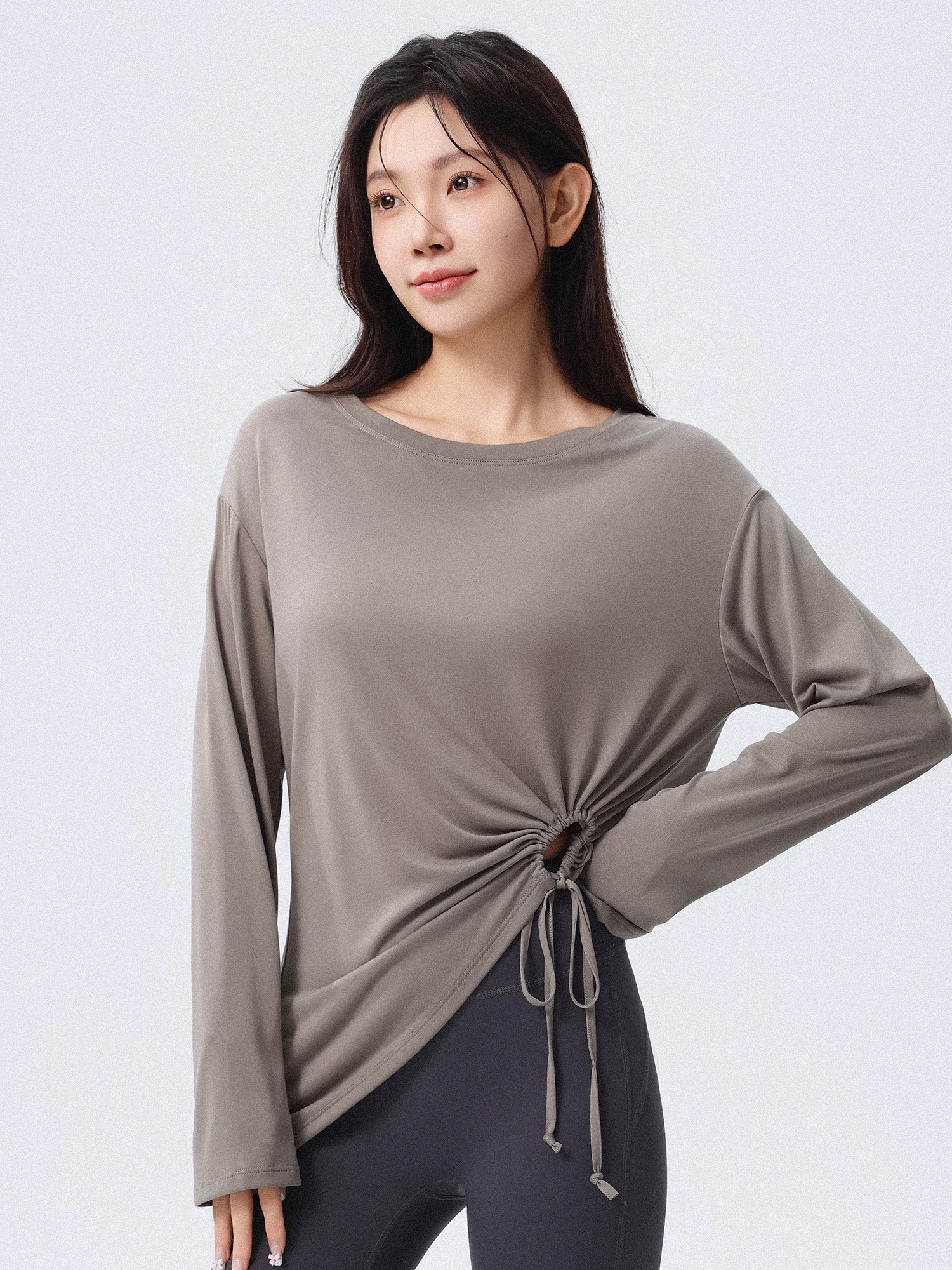 洋白菜宽松瑜伽服女运动上衣长袖T恤训练健身罩衫普拉提训练服