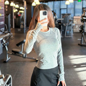 运动长袖 洋白菜无缝针织瑜伽服女上衣2026新款 速干跑步健身打底衫