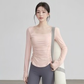 普拉提训练套装 洋白菜瑜伽服上衣女秋冬新款 带胸垫运动健身服长袖