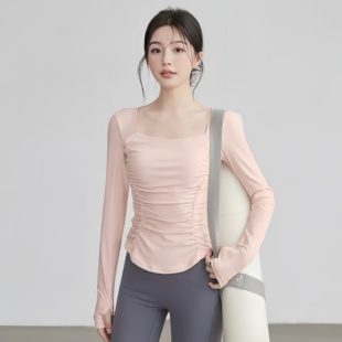 洋白菜瑜伽服上衣女秋冬新款带胸垫运动健身服长袖普拉提训练套装