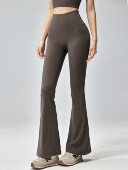 高弹外穿显瘦运动裤 洋白菜高腰微喇瑜伽裤 裸感提臀跑步训练长裤