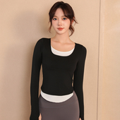 清仓促销 健身运动T恤 女速干跑步修身 专业固定式 胸垫瑜伽服长袖