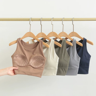 固定一体杯运动内衣女跑步防震防下垂瑜伽健身训练背心外穿内搭