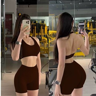 性感挂脖美背普拉提聚拢瑜伽背心训练健身文胸女蜜桃运动套装
