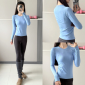 透气运动T恤秋冬款 瑜伽服上衣女速干健身衣修身 长袖 洋白菜推荐