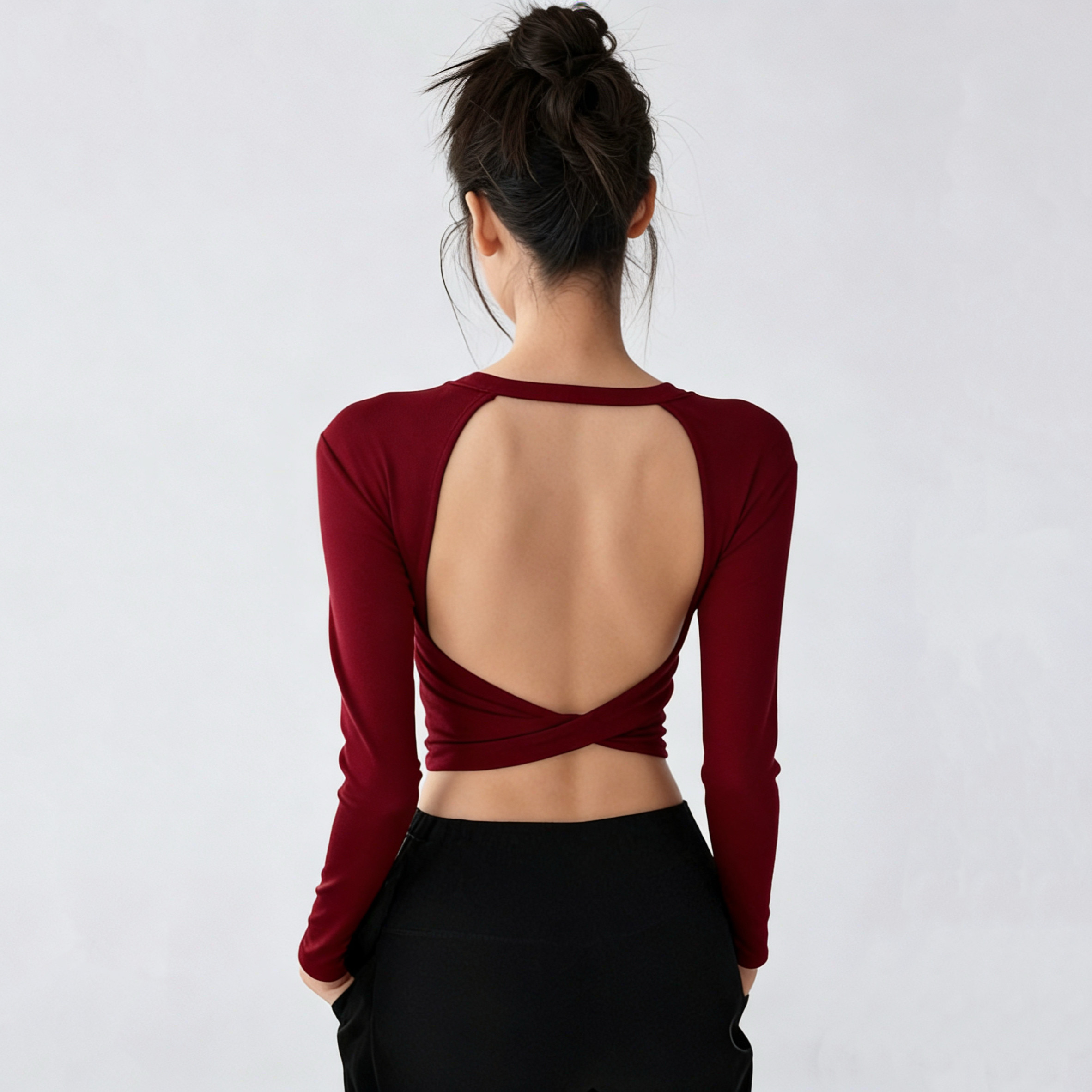 洋白菜露背性感瑜伽服带胸垫运动训练长袖T恤普拉提美背上衣新,运动服/休闲服装,健身衣,淘宝优惠券,粉丝福利购,淘宝优惠卷