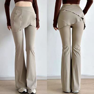 洋白菜假两件瑜伽微喇裤新款健身普拉提训练裙裤显瘦运动防尴尬裤